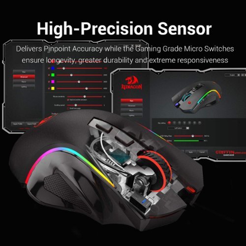 REDRAGON Griffin Wireless Gaming Mouse, 7200 DPI, RGB Backlit, High Precision Sensor, 7 Programmable Buttons for PC/Mac/Laptop - Wireless - Black WORLDWIDE DELIVERY
