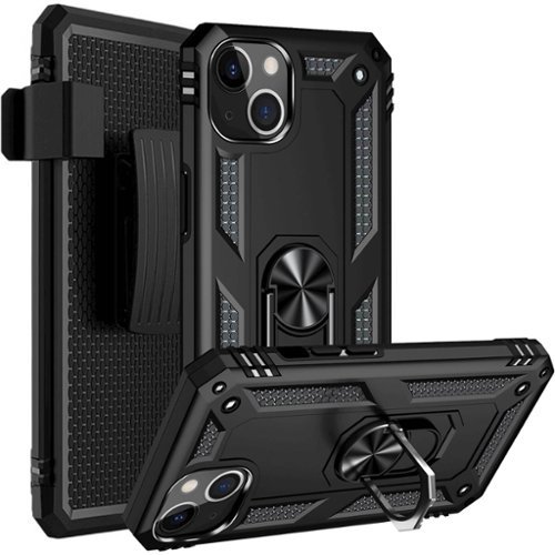 SaharaCase Kickstand with Belt Clip Case for Apple iPhone 13 and iPhone 14 - Black GLOBAL SHIPPING