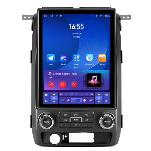 Junsun - For Ford F150 2009-2012 4G LTE carplay 4+64GB Android15 12.1“Car Stereo Radio GPS Navi WIFI RDS DSP SWC FM BT - Black-Front_Standard 