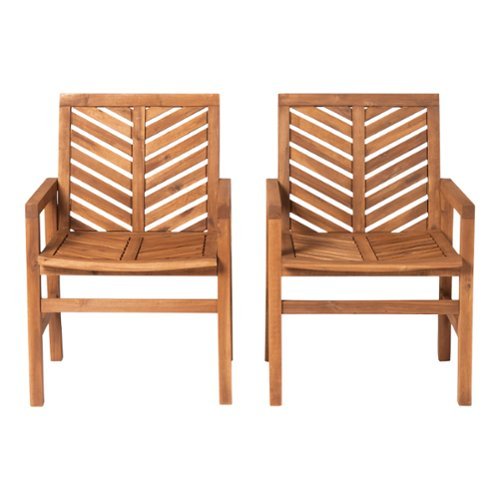 Walker Edison - Windsor Acacia Wood Patio Chairs, Set of 2 - Brown-Front_Standard 