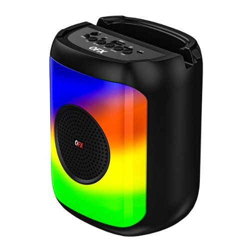 QFX - Rechargeable Bluetooth Portable Speaker with Liquid Motion Party Lights - Black-Front_Standard 