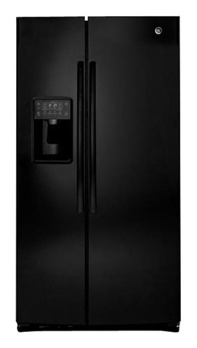  GE - Profile Series 25.4 Cu. Ft. Side-by-Side Refrigerator with Thru-the-Door Ice and Water - High-Gloss Black