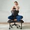 Pinmoco - Ergonomic Cross-Legged Swivel Chair, Adjustable Height Meditation Chair with Back Support - Black-Front_Standard