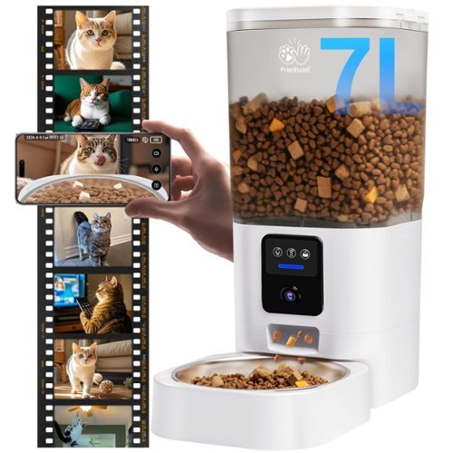 GlowWise - Smart 7L Pet Feeder: 2K Cam + Night Vision, 5G WiFi, Detachable for Multi-Pets. Holds 29 Cups - White-Front_Standard 