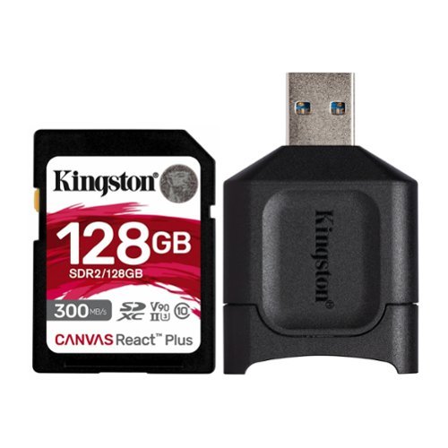 Kingston - Canvas React Plus 128GB U3 V90 SDXC UHS-II SD Card and Card Reader-Front_Standard 