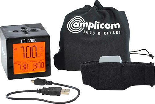  Bellman &amp; Symfon - Amplicom TCL Travel Dual-Alarm Clock with Vibration Wristband - White