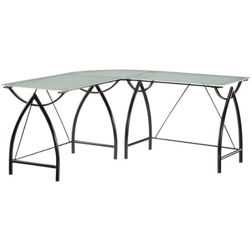 OSP Home Furnishings - Newport L-Shape Computer Desk with Powder Coated Steel Frame - Black-Front_Standard 