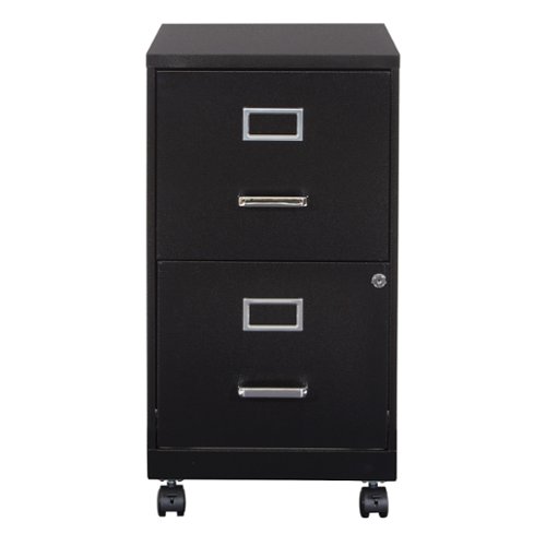 OSP Home Furnishings - 2 Drawer Mobile Locking Metal File Cabinet - Black-Front_Standard 