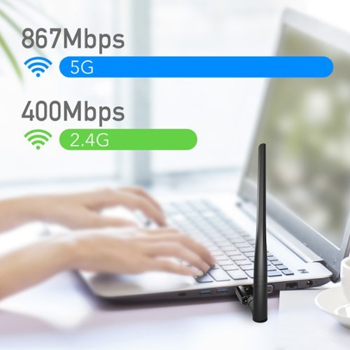 Cudy  AC1300 Wi-Fi USB 3.0 Adapter, 802.11ac/a/b/g/n, 5GHz/2.4GHz, 1 High gain detachable antenna, USB 3.0, Black - black GLOBAL SHIPPING
