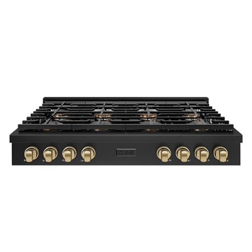 ZLINE - Autograph 48 in. Black Stainless Paramount Rangetop with 8 DuoPro Burners and Bronze Accents (PSRTBZ-48-CB) - Black Stainless Steel