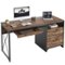 Bestier - 55 inch Executive Office Desk with Drawers, Keyboard Tray & File Cabinet for Home Office - Rustic Brown-Front_Standard