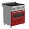 ZLINE - 30 in. Legacy Dual Fuel Range in Satin Stainless Steel & Red Matte Door (RAS-RM-30) - Matte Red-Front_Standard