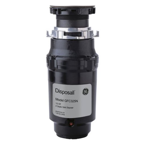 GE - 1/3 HP Continuous Feed Garbage Disposer - Black