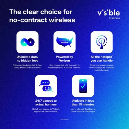Visible + $35/mo Plan + eSIM/pSIM Kit - Unlimited 5G data included - Blue WHERE TO BUY