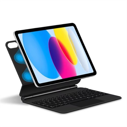 Luckbyte - Magnetic Floating Magic Keyboard for iPad 10th Gen 10.9", Wireless Backlit Folio Case with Multi-Touch Trackpad - Black-Front_Standard 
