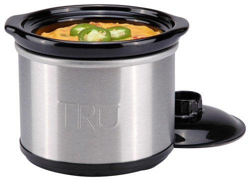  TRU - 0.65-Quart Mini Slow Cooker - Stainless-Steel/Black