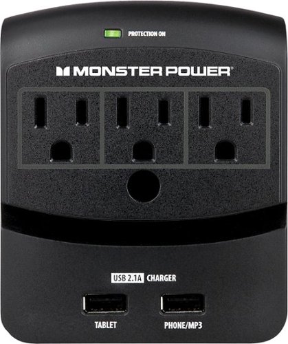  Monster - Core Power 350 3-Outlet Surge Protector - Black