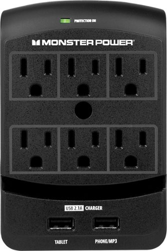  Monster - Core Power 650 USB 6-Outlet Surge Protector - Black