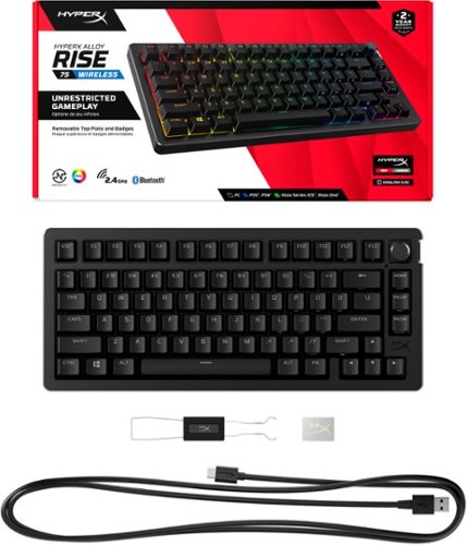 HyperX Alloy Rise 75 Wireless Mechanical Gaming Keyboard with RGB Lighting and Hot-Swappable Switches - Black BUY IN UK
