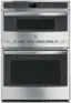 Front. GE Profile - 30" Built-In Single Electric Convection Wall Oven with Built-In Microwave - Stainless Steel.
