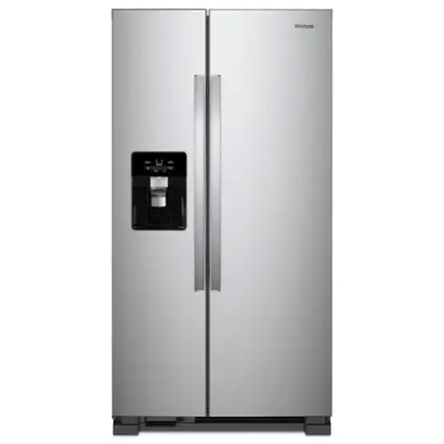 Front. Whirlpool - 36 in. Wide 25 cu. ft. Side-by-Side Refrigerator - Fingerprint-Resistant Stainless Finish.