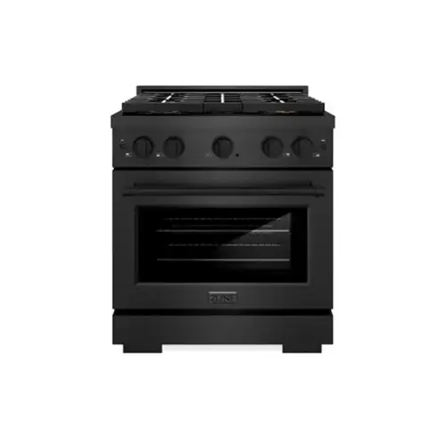 Front. ZLINE - ZLINE 30 in. 4.2 cu. ft. Manual Clean Freestanding Gas Range with 4 Burner DuoPro Cooktop in Black Satin Stainless Steel - Black Satin Stainless Steel.