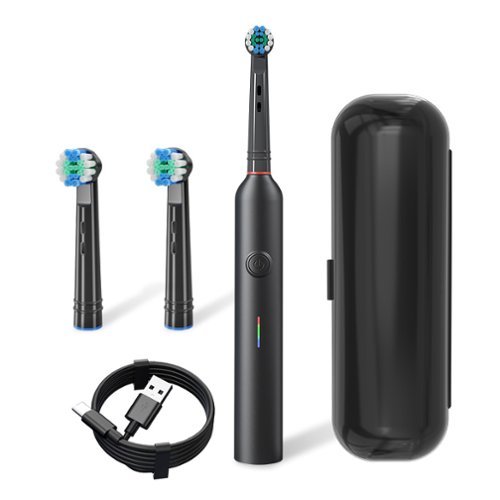 Cluzine - Portable Soft Sonic Electric Toothbrush Rechargeable IPX7 Waterproof Travel Toothbrush - Black-Front_Standard 