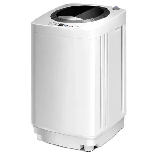 Front. HONGGE - Fully Automatic Compact Washing Machine with LED Display and Multiple Programs for Home Use - White.
