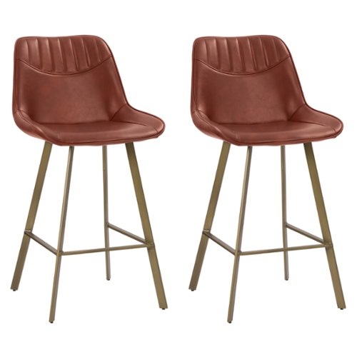 CorLiving - Christoff Modern Counter Height Barstool (Set of 2) - Brown