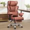 Brick Attic - 500LBS Big & Tall Office Chair, Leather Gaming Chair with Footrest Lumbar Support, Adjustable Armrest - Brown-Front_Standard