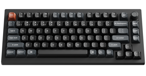 Keychron - V1 Ultra 8k 75% Custom Red Switch Mechanical Gaming Keyboard with Programmable ZMK Launcher Software - Black-Front_Standard 
