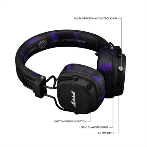 Marshall Major V Wireless On Ear Bluetooth Headphones with