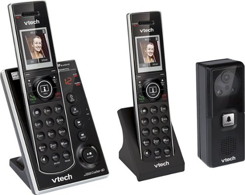  VTech - IS7121-2 DECT 6.0 Cordless Phone System with Audio/Video Doorbell, 2 Handsets - Black