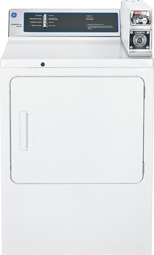  GE - 7.0 Cu. Ft. 3-Cycle Coin-Operated Electric Dryer - White on White