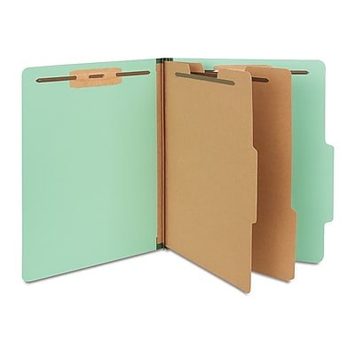 Staples - 60% Recycled Pressboard Classification Folder, 2-Dividers, 2.5" Expansion, Letter Size, 20/Box - Light Green