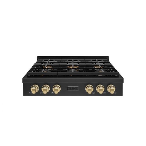 ZLINE - Autograph 36 in. Black Stainless Paramount Rangetop with 6 DuoPro Burners and Bronze Accents (PSRTBZ-36-CB) - Black Stainless Steel