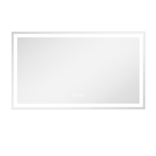 LOVMOR - 48 x 28 Inches Tempered Glass LED Bathroom Mirror with Anti-Fog & 3-Color Dimmable Lighting - silver