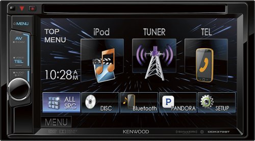  Kenwood - 6.2&quot; - CD/DVD - Built-in Bluetooth - Apple® iPod®-Ready - In-Dash Receiver - Gloss Black