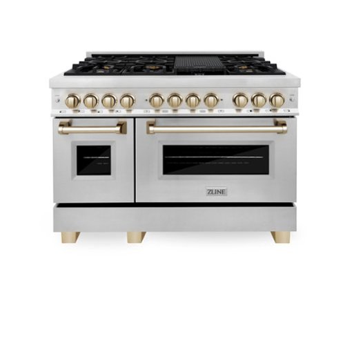 ZLINE - Autograph 48 in. 6.0 cu. ft. Legacy Freestanding Dual Fuel Range with  6 Burners & Convection Oven w/ Gold Accents - Stainless Steel-Front_Standard 
