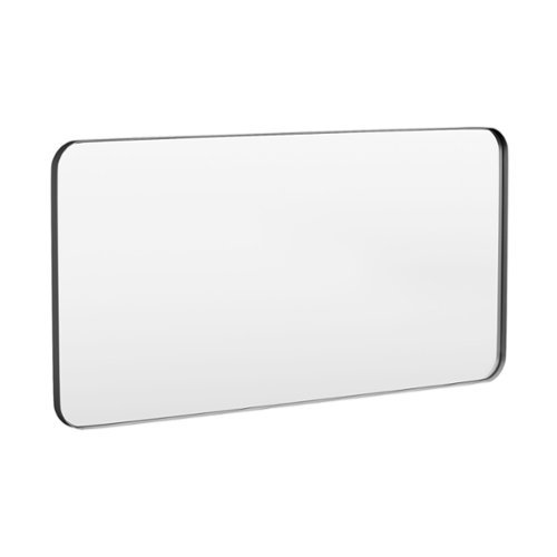 LOVMOR - 60 in. W x 30 in. H Tempered Glass Rounded Rectangle Framed Wall-Mounted Bathroom Vanity Mirror in Black - Black