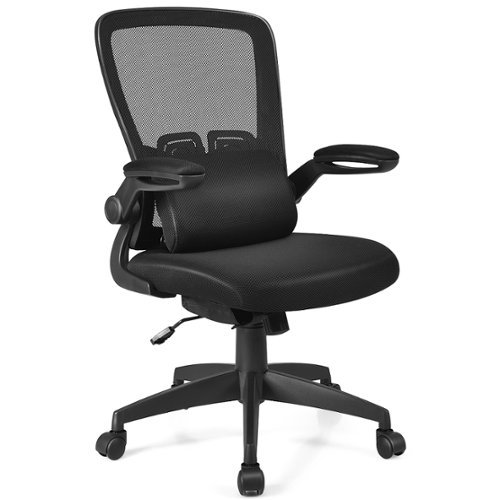 Costway - Mesh Office Chair with Adjustable Height and Lumbar Support - Black-Front_Standard 