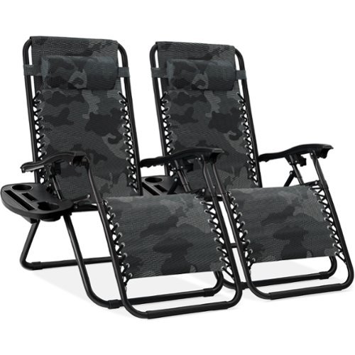 Best Choice Products - Set of 2 Zero Gravity Lounge Chair Recliners for Patio, Pool w/ Cup Holder Tray - Camouflage-Front_Standard 