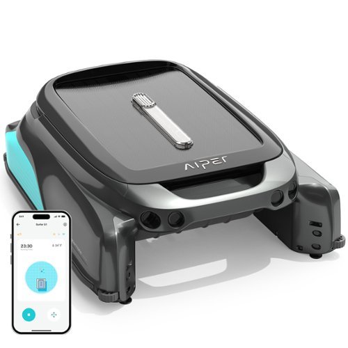 Aiper - EcoSurfer S1 - Solar Powered Automatic Robotic Pool Skimmer Cleaner, Lasts 12 Hours- /Blue - Gray-Front_Standard 