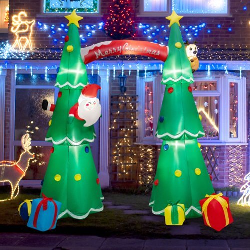 Costway 10 FT Tall Inflatable Christmas Arch w/ LEDs & Built-in Air Blower - Multicolor