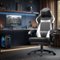 Dowinx - High Back Gaming Chair with Wide Seat Cushion, Reclining Office Chair 300LBS for Big and Tall Adults - Black white-Front_Standard