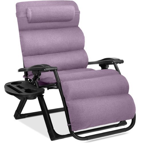 Best Choice Products - Oversized Zero Gravity Chair, Folding Recliner w/ Removable Cushion, Side Tray - Lavender-Front_Standard 