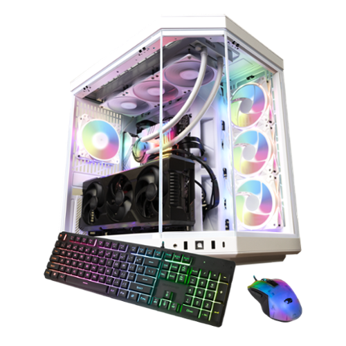 iBUYPOWER - Y70 Snow White Gaming Desktop PC - AMD Ryzen 9 9900X, NVIDIA GeForce RTX 5070Ti 16GB, 64GB DDR5 RGB,1TB SSD - White