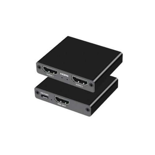 Stock Preferred - HDMI Splitter 1 In 2 Out 4K/1080P Amplifier with Dual Display Output - Black-Front_Standard 