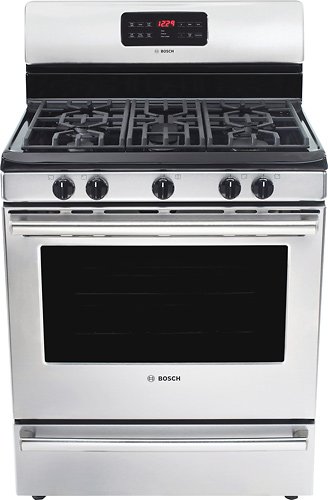  Bosch - Evolution 500 Series 5.0 Cu. Ft. Self-Cleaning Freestanding Gas Convection Range - Silver