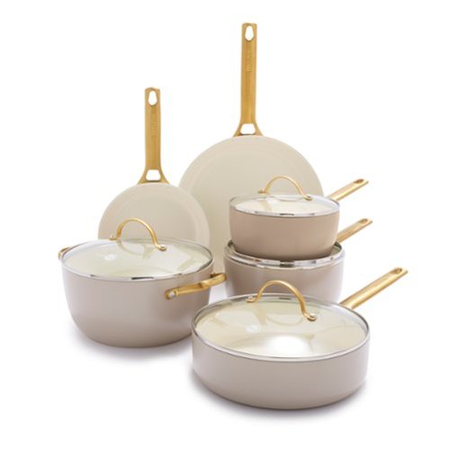 GreenPan - Reserve Ceramic Nonstick 10-Piece Cookware Set - Taupe-Angle_Standard 